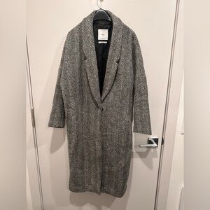 Mango Gray Herringbone Coat